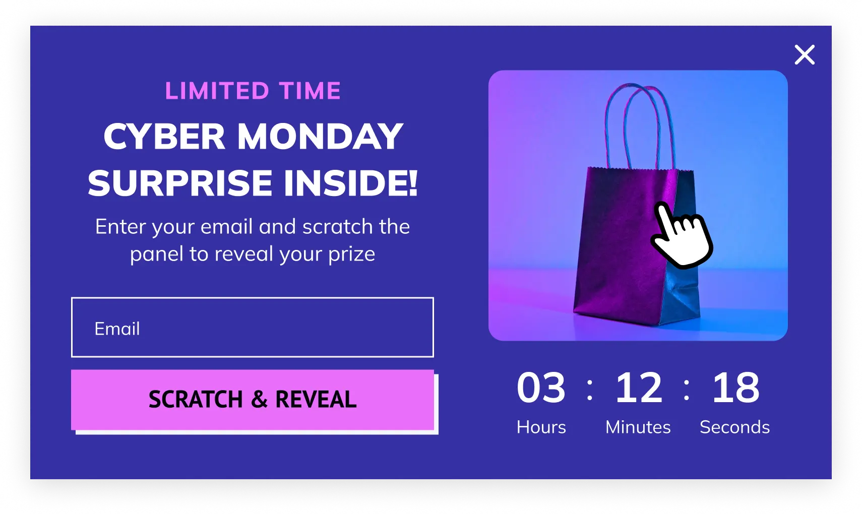 Pop-up cyber monday