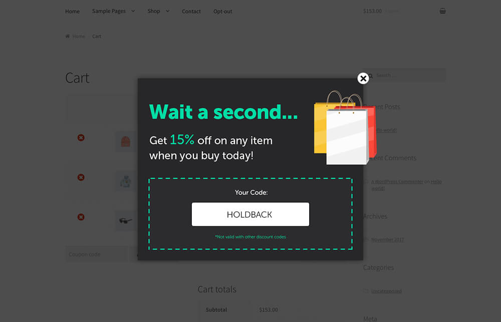Exit-intent pop-up