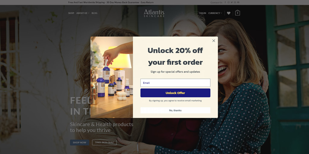 remarketing via pop-up