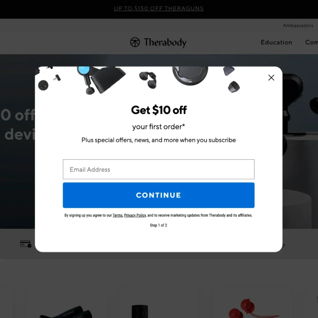 pop-up não intrusivo