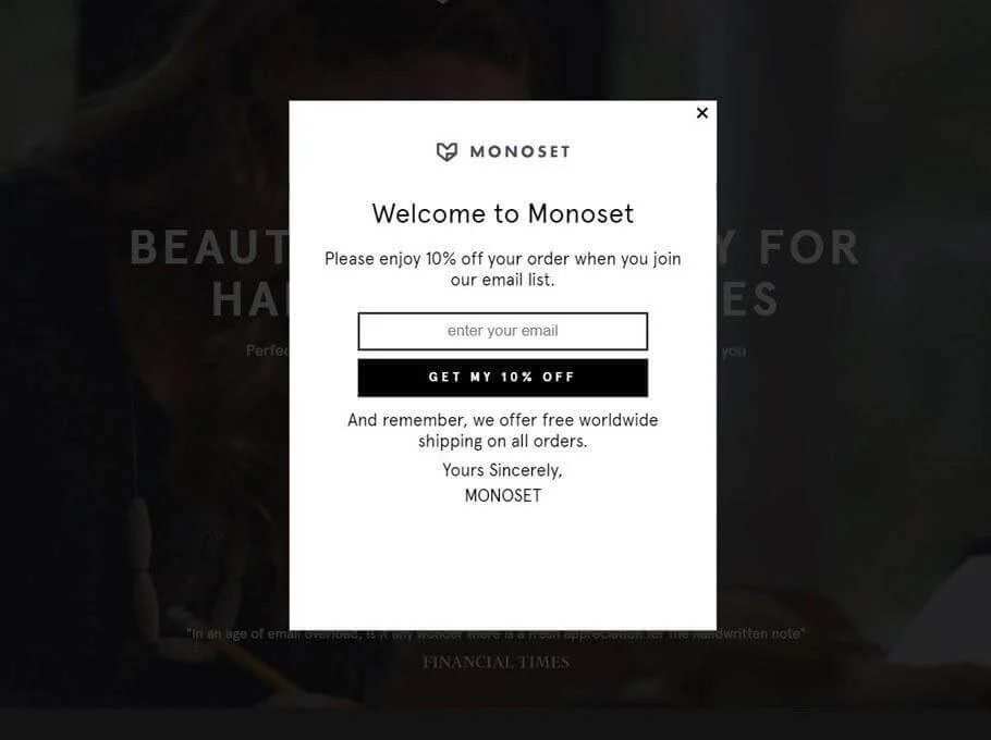 an effective welcome pop-up